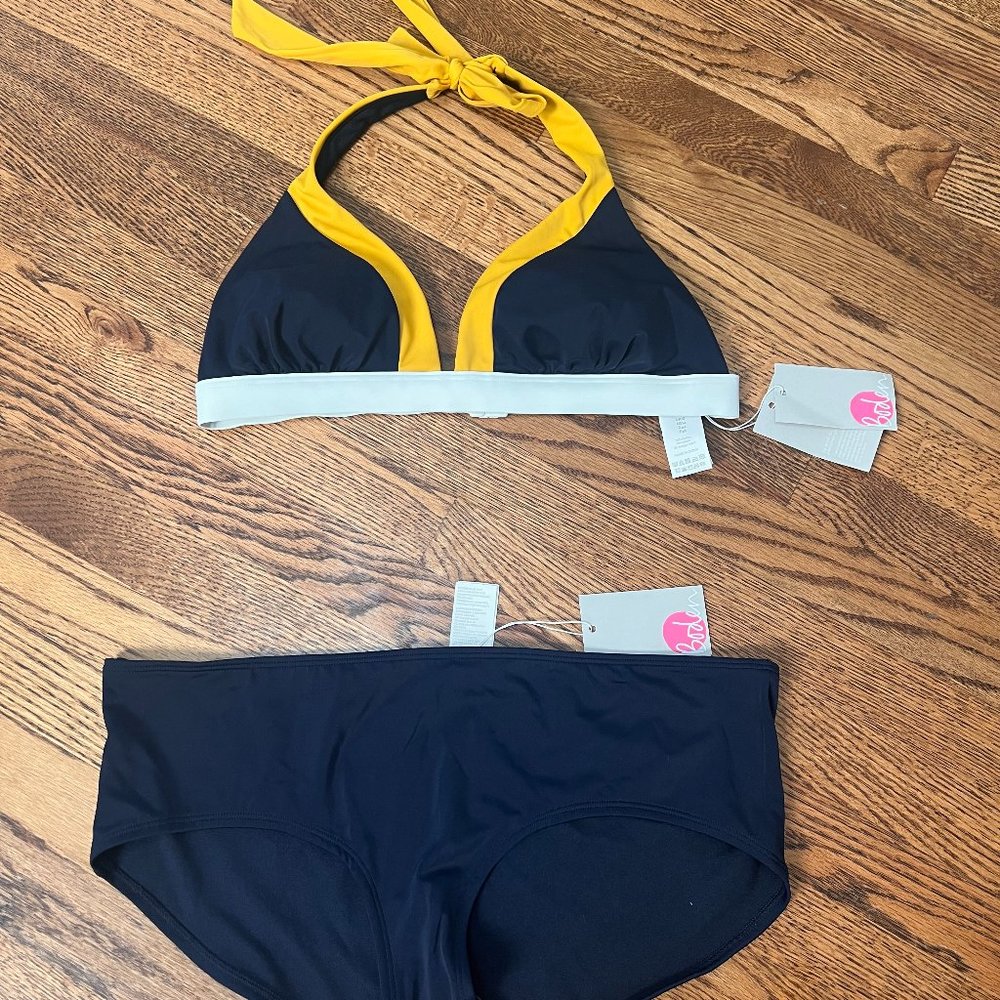 Boden Women's Bikini, NWT, Size 14, Navy, white and yellow